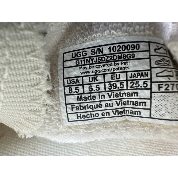 UGG Bren Loafer Shoe Sz 8.5 Fabric Cream White Woven Fabric Fashion Sneaker Flat - Picture 7 of 8